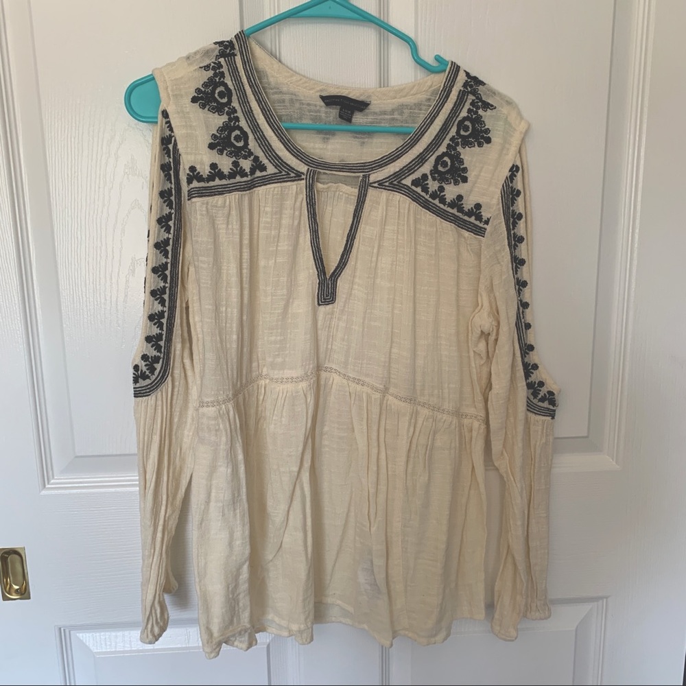 American Eagle Cold Shoulder Embroidered Top